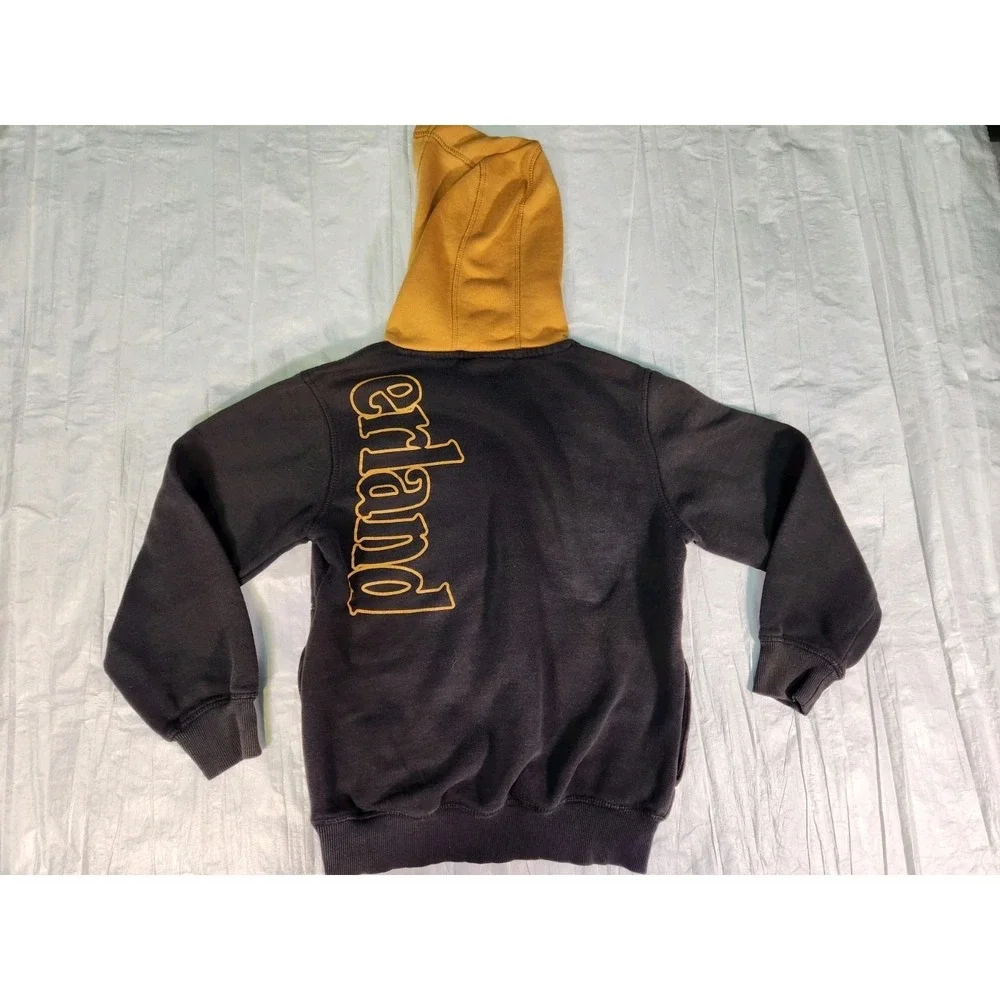Timberland Kids Boy's Black Tan Fleece Logo Hoodie Sweater Medium 10/12 10 12
